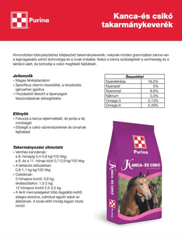 purina kanca és csikó takarmány kiegészítő (25 kg)