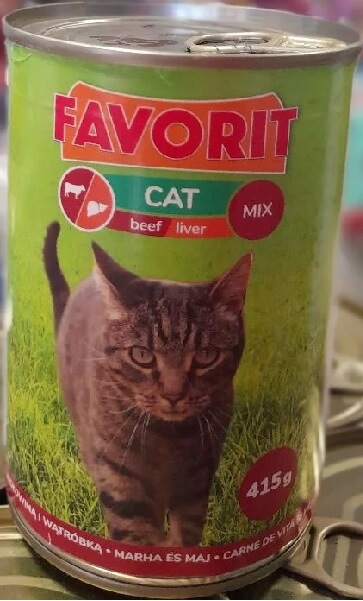 Favorit nedves macskaeledel marha-máj